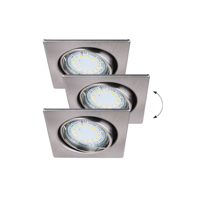 LED Einbaustrahler 3er Set chrom beweglich eckig GU10 Lite