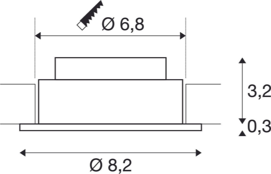 NEW TRIA 68,  LED Deckeneinbauleuchte schwarz rund 3000K 38° inkl. Treiber Clipfedern 6