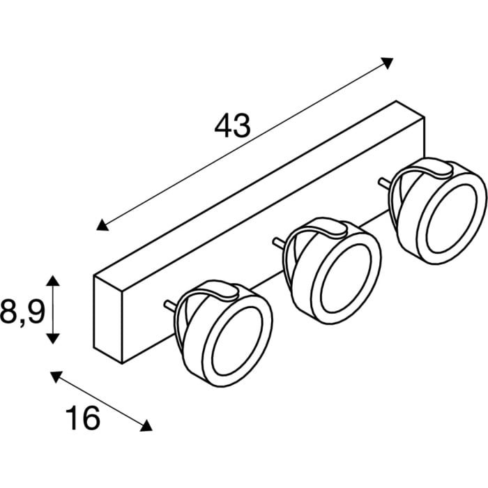 KALU, Wand- und Deckenleuchte, dreiflammig, LED, 3000K, weiß/schwarz, 60° 3