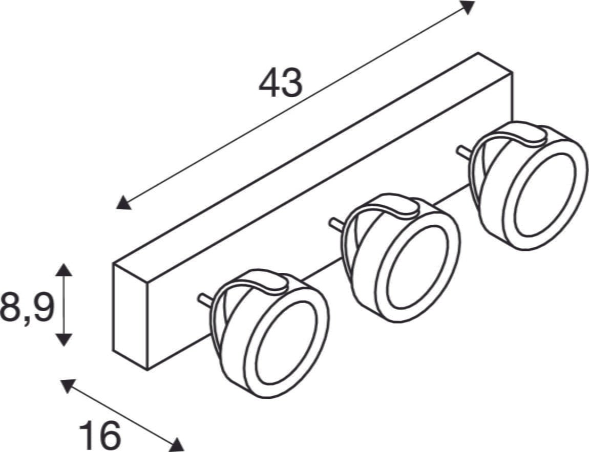 KALU, Wand- und Deckenleuchte, dreiflammig, LED, 3000K, weiß/schwarz, 60° 3