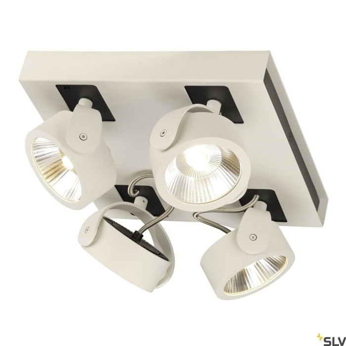 KALU, Wand- und Deckenleuchte, vierflammig, LED, 3000K, viereckig, weiß/schwarz, 60°