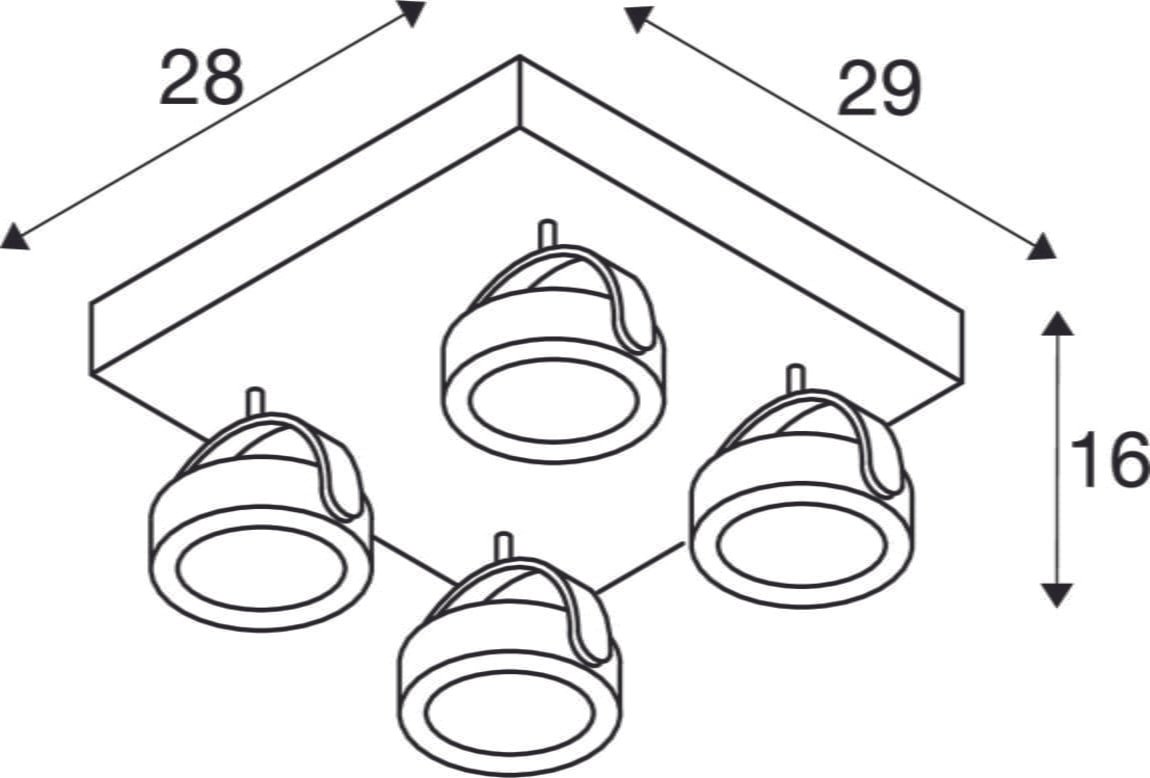 KALU, Wand- und Deckenleuchte, vierflammig, LED, 3000K, viereckig, weiß/schwarz, 60° 4