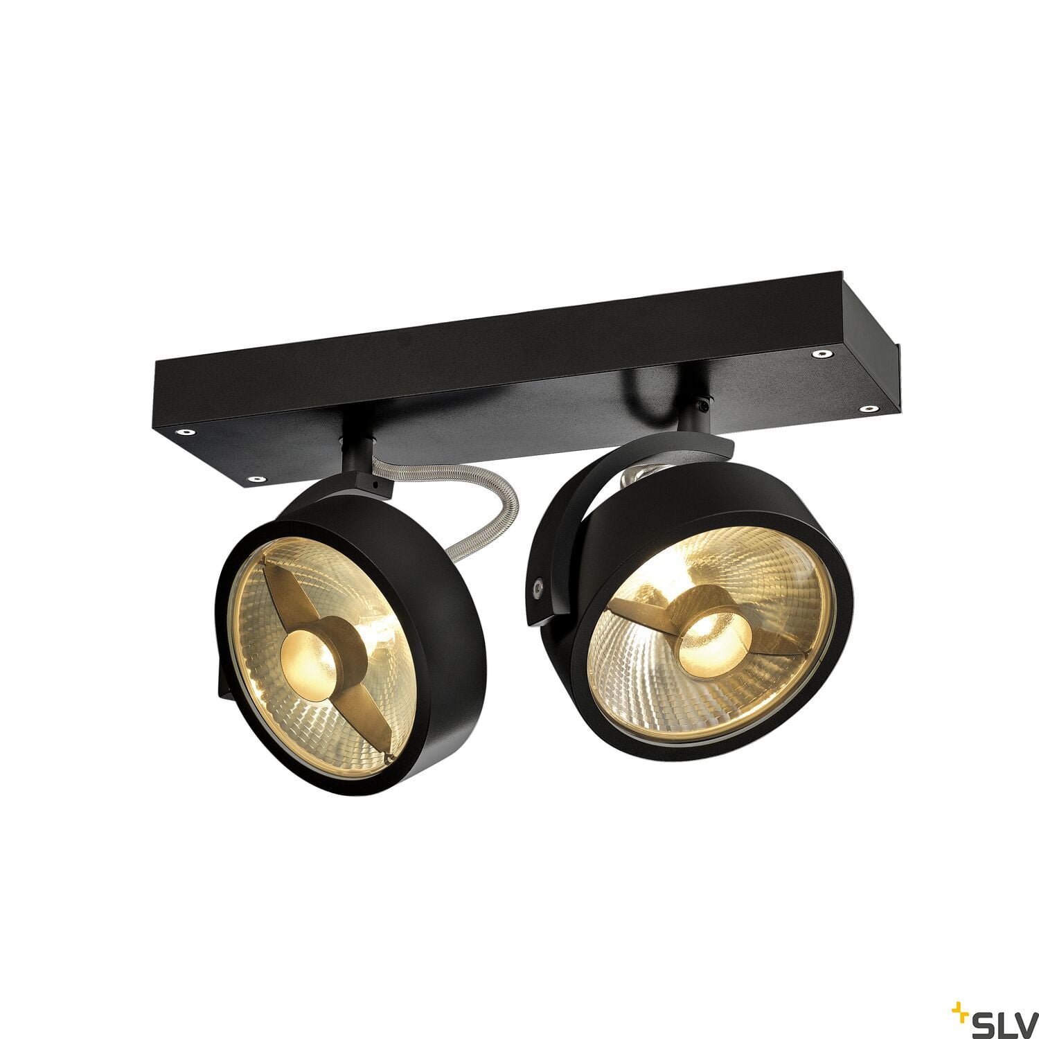 KALU, Wand- und Deckenleuchte, QPAR111, zweiflammig, schwarz, max. 75W