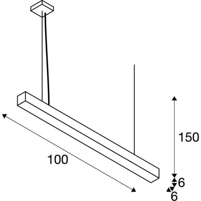 Q-LINE®, LED  Pendelleuchte, 1m, BAP, schwarz, 3000K 6