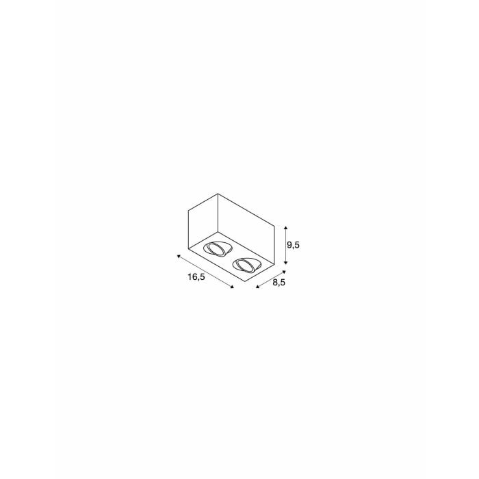 TRILEDO Double, Indoor Deckenaufbauleuchte, QPAR51, weiß, max 10W 2