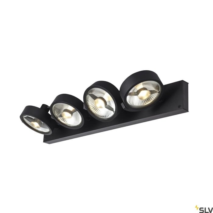 KALU,  Wand- und Deckenaufbauleuchte, quad, QPAR111, schwarz, 4x75W 3