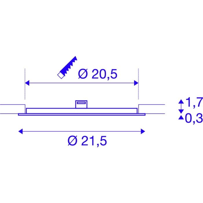 SENSER 24,  LED Deckeneinbauleuchte rund weiß 3000K Einbautiefe 3cm 6