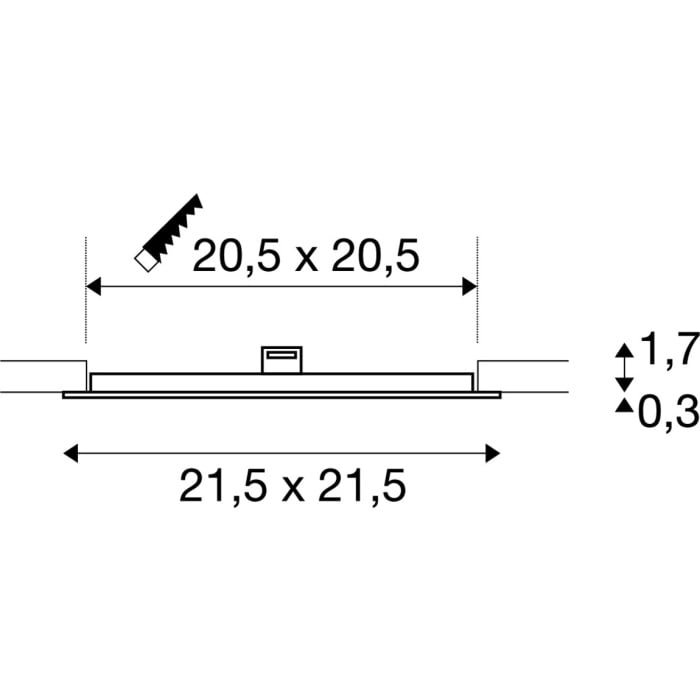 SENSER 24,  LED Deckeneinbauleuchte eckig weiß 3000K 1100lm 3