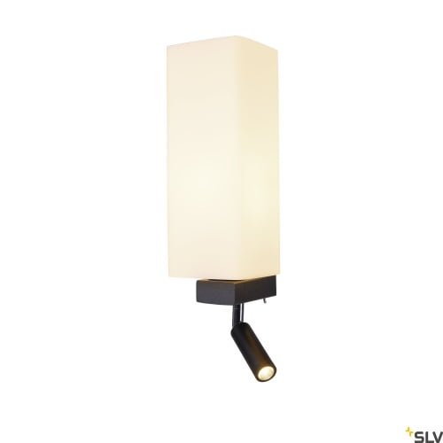 QUADRASS SPOT,  Wandaufbauleuchte mit LED Spot und E27 Fassung, schwarz