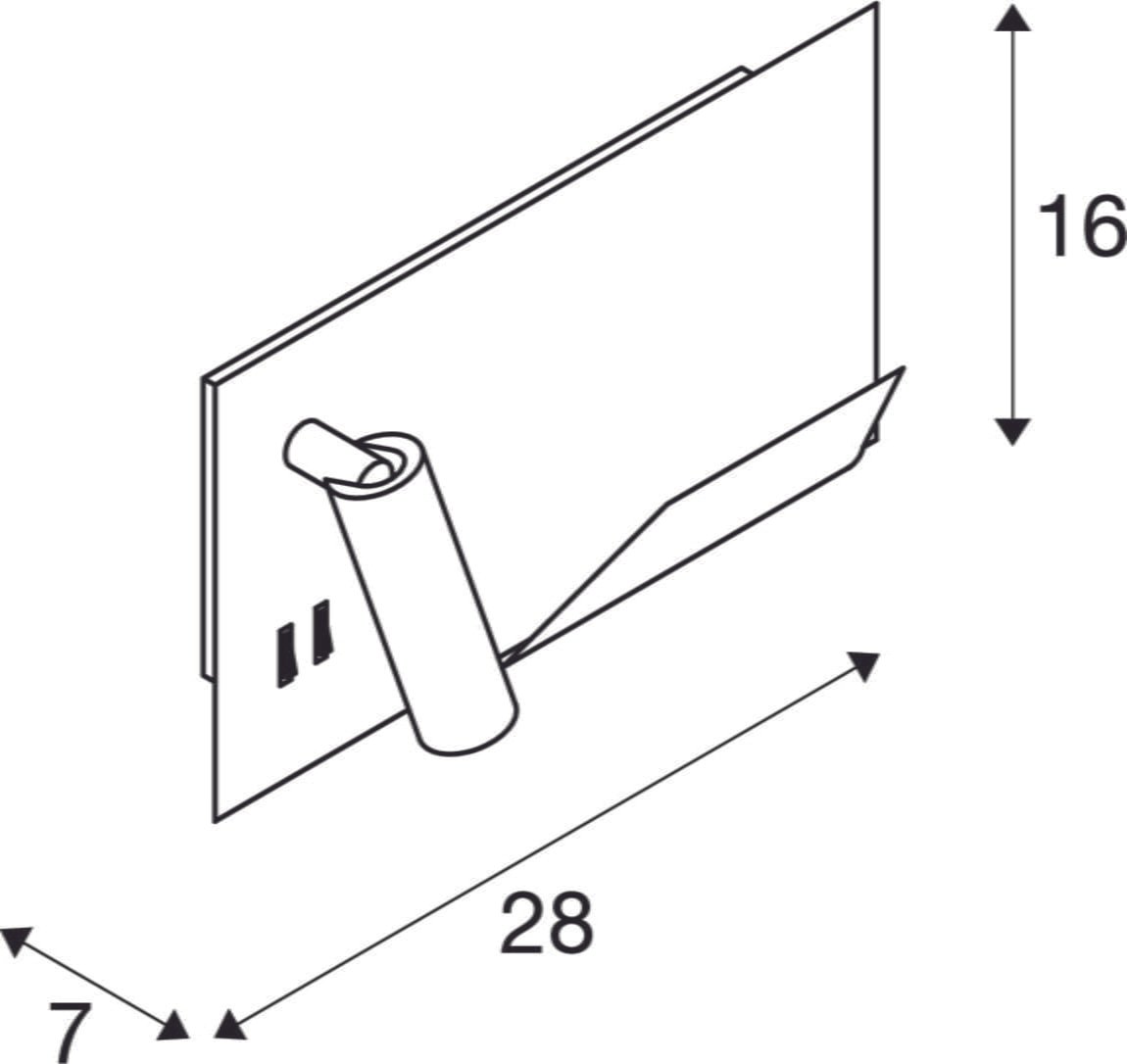 SOMNILA SPOT,  LED Wandaufbauleuchte 3000K schwarz Version links inkl. USB Anschluss 7