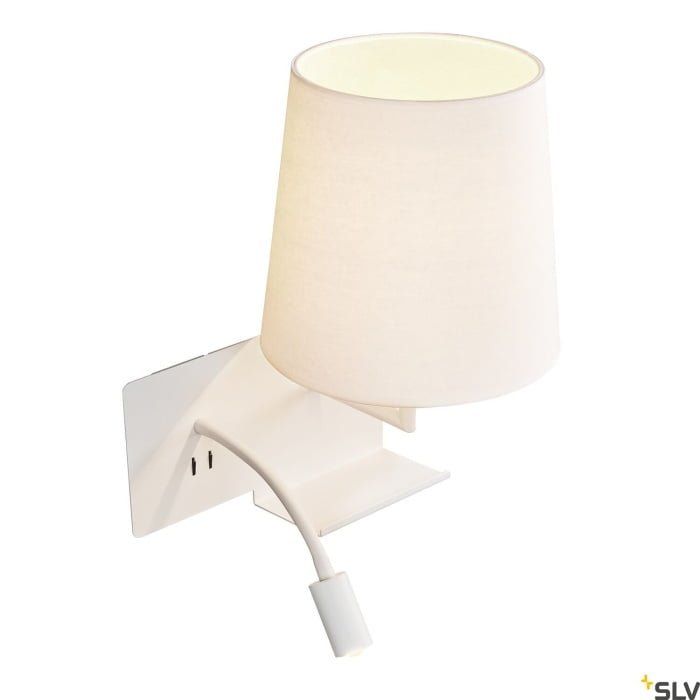 SOMNILA FLEX,  LED Wandaufbauleuchte 3000K weiß Version rechts inkl. USB Anschluss 3