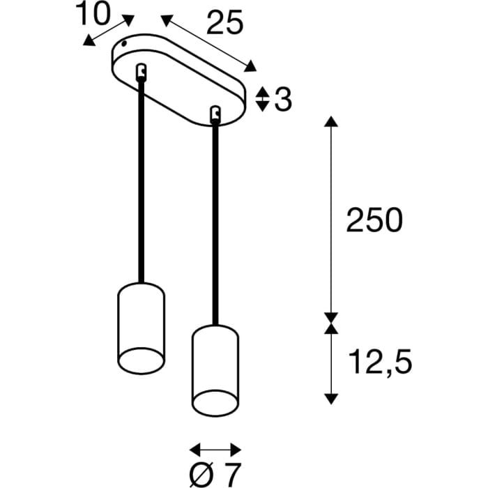 ASTO TUBE, Pendelleuchte, GU10, Pendellänge 250 cm, max. 2x10W, schwarz 7