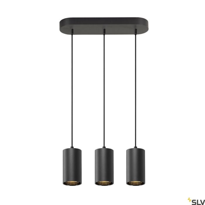 ASTO TUBE, Pendelleuchte, GU10, Pendellänge 250 cm, max. 3x10W, schwarz