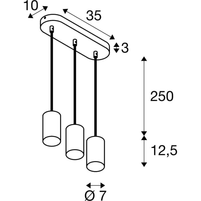 ASTO TUBE, Pendelleuchte, GU10, Pendellänge 250 cm, max. 3x10W, schwarz 4