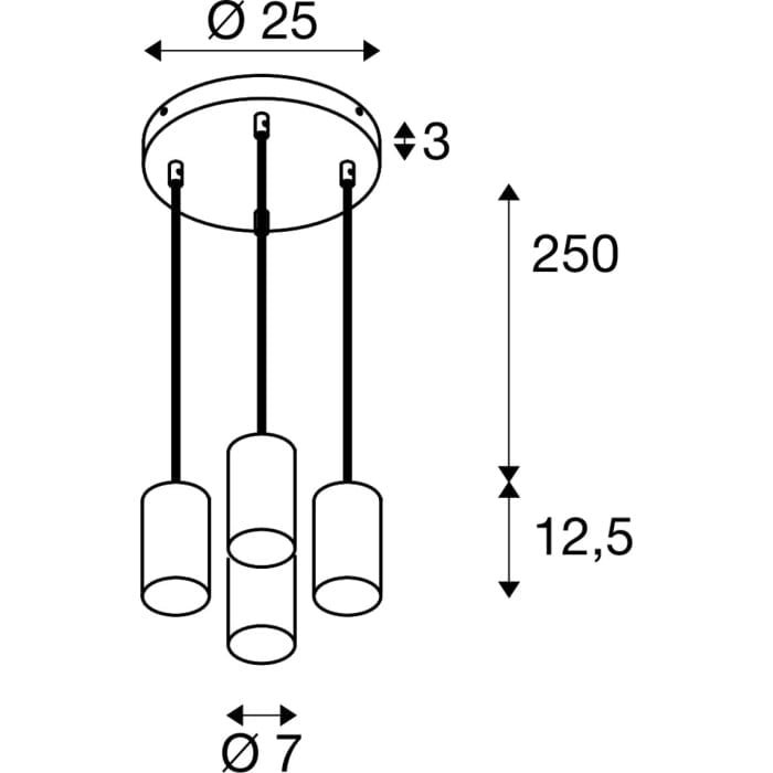 ASTO TUBE, Pendelleuchte, GU10, Pendellänge 250 cm, max. 4x10W, schwarz 5
