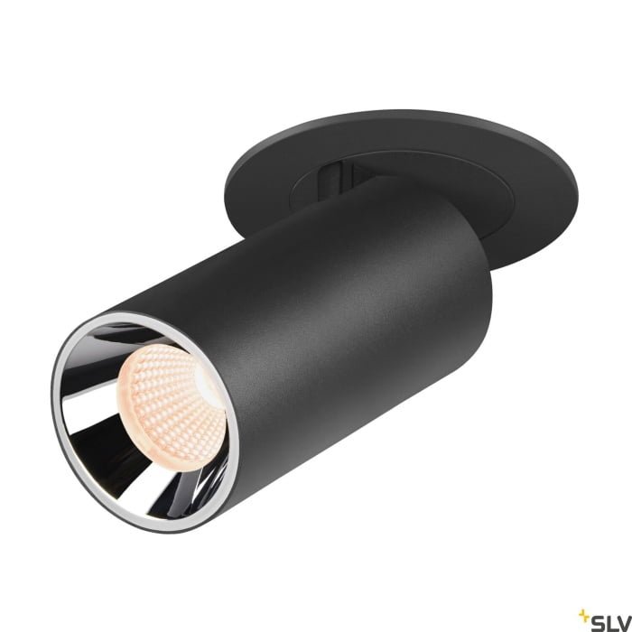 NUMINOS® PROJECTOR S, Deckeneinbauleuchte, 2700 K, 40°, zylindrisch, schwarz / chrom