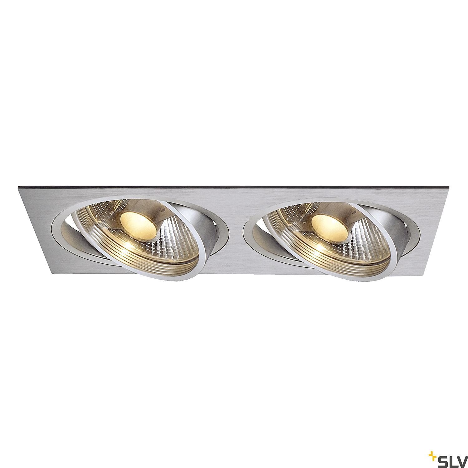 NEW TRIA, Einbauleuchte, zweiflammig, QPAR111, rechteckig, aluminium gebürstet, max. 150W, inkl. Clipfedern