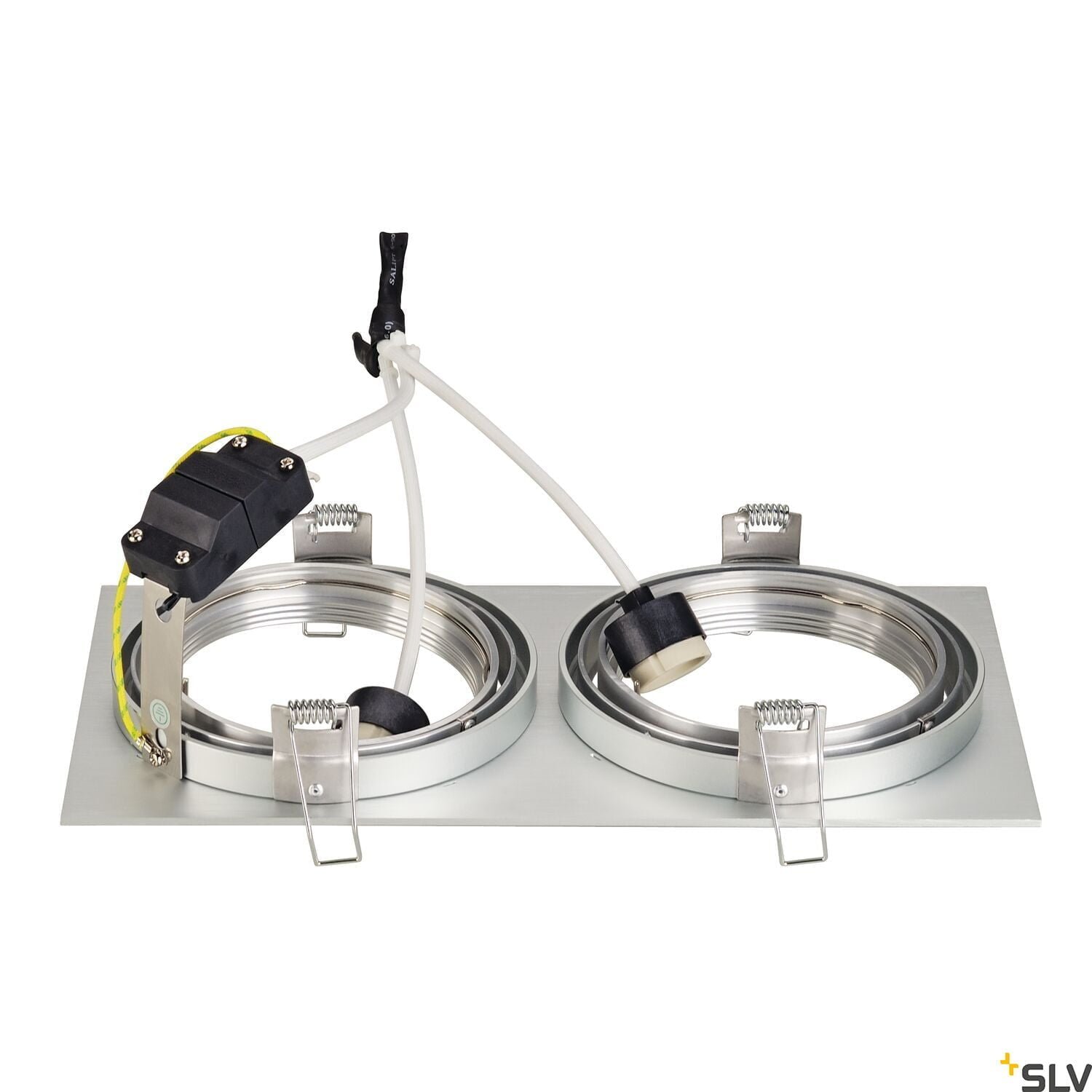 NEW TRIA, Einbauleuchte, zweiflammig, QPAR111, rechteckig, aluminium gebürstet, max. 150W, inkl. Clipfedern 2