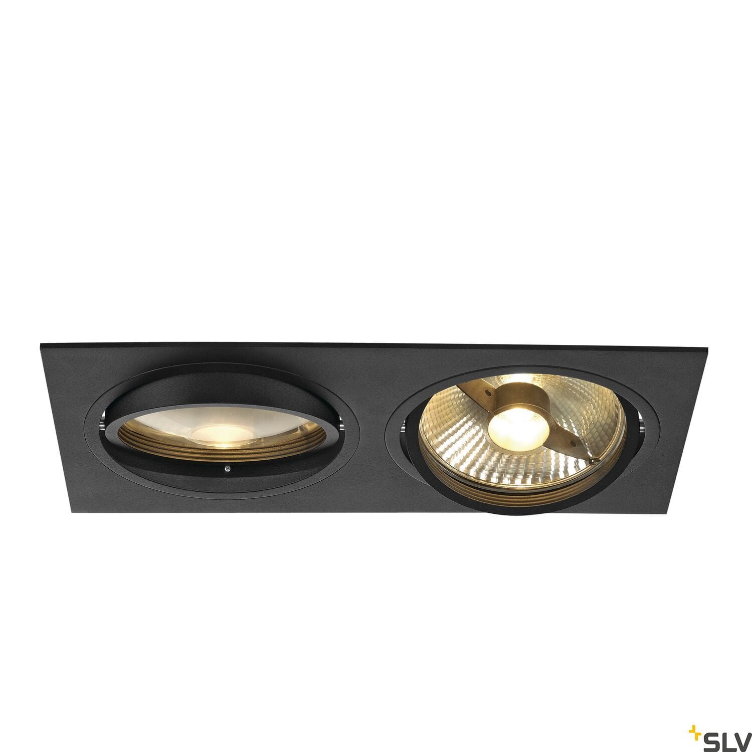 NEW TRIA 300, Einbauleuchte, zweiflammig, QPAR111, rechteckig, schwarz matt, max. 150W, inkl. Clipfedern