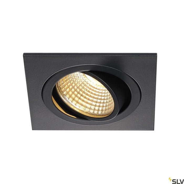 NEW TRIA 77, Einbauleuchte, einflammig, LED, 2700K, eckig, schwarz matt, 38°, 9,1W, inkl. Treiber, Clipfedern