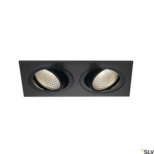 NEW TRIA 155, Einbauleuchte, zweiflammig, LED, 3000K, rechteckig, schwarz matt, 38°, 15W, inkl. Treiber, Clipfedern