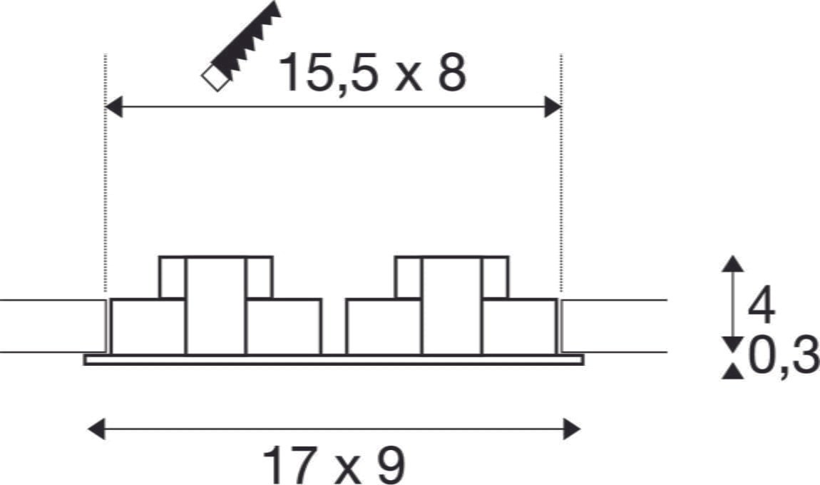 NEW TRIA 155, Einbauleuchte, zweiflammig, LED, 3000K, rechteckig, weiß, 38°, 14,7W, inkl. Treiber, Clipfedern 3