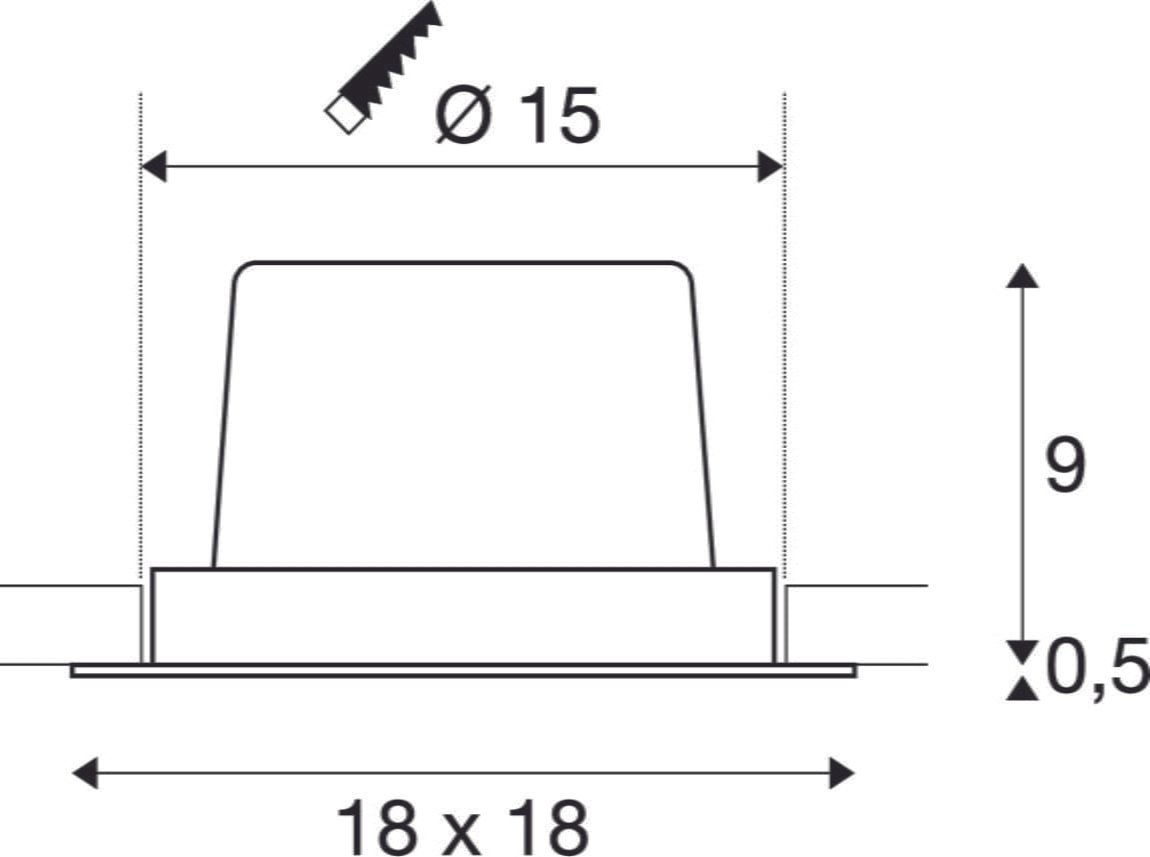 NEW TRIA 150, Einbauleuchte, einflammig, LED, 3000K, eckig, schwarz, 30°, 29W, inkl. Treiber, Clipfedern 3