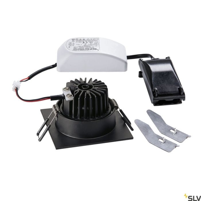 NEW TRIA 68, Einbauleuchte, LED, 3000K, eckig, schwarz matt, 38°, 12W, inkl. Treiber, Clipfedern 2