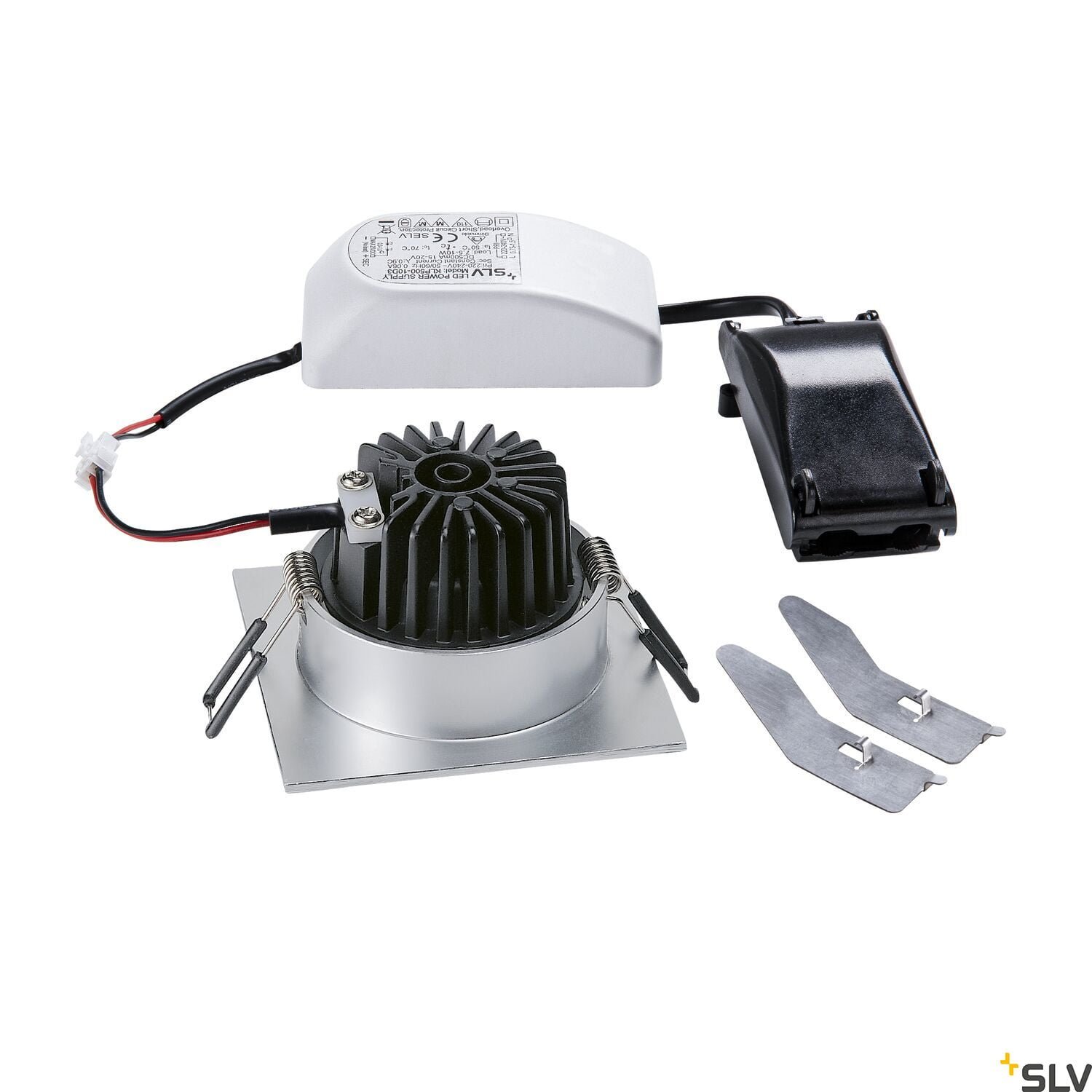 NEW TRIA 68, Einbauleuchte, LED, 3000K, eckig, aluminium gebürstet, 38°, 12W, inkl. Treiber, Clipfedern 2