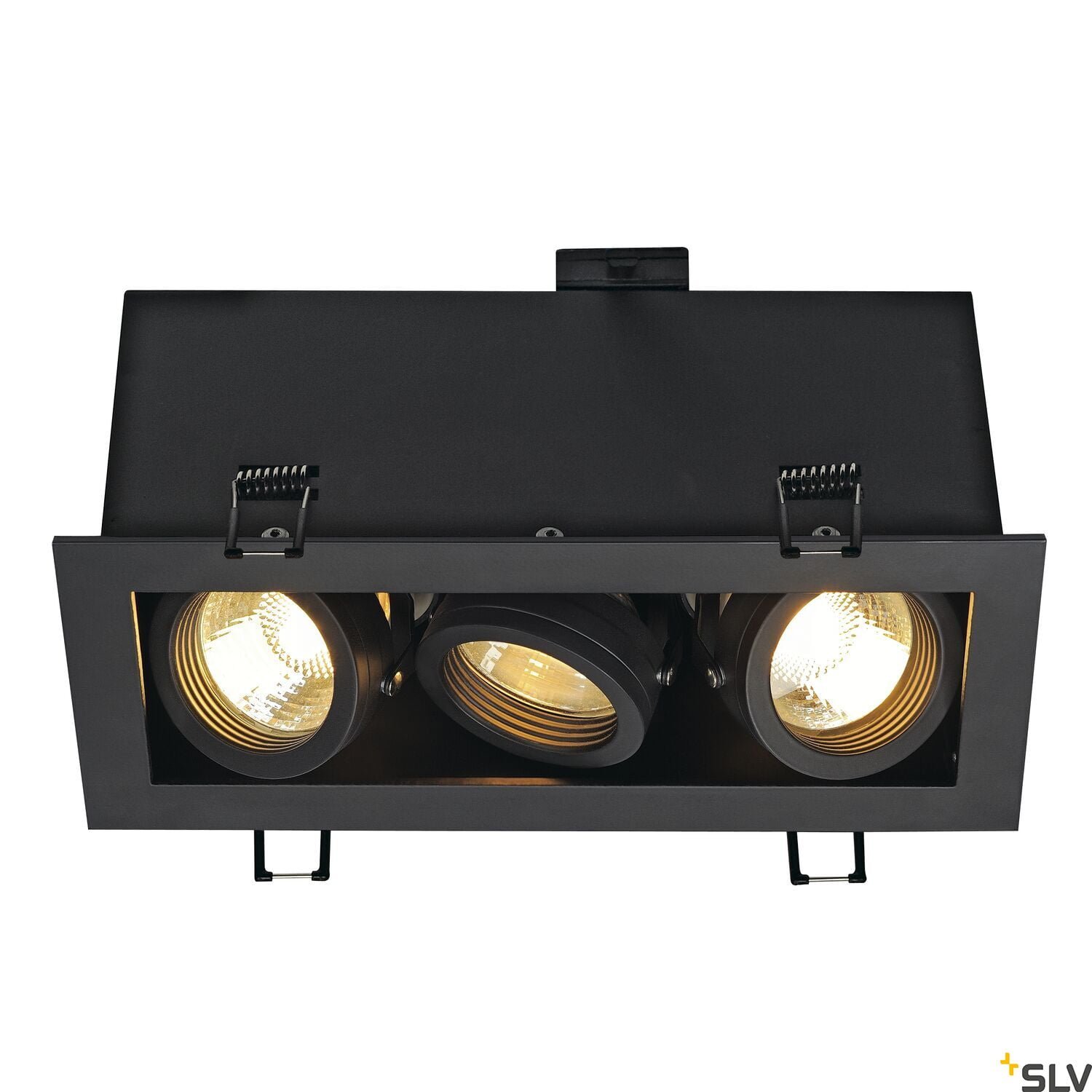 KADUX 3, Einbauleuchte, dreiflammig, QPAR51, rechteckig, schwarz matt, max. 150W, inkl. Clipfedern 2