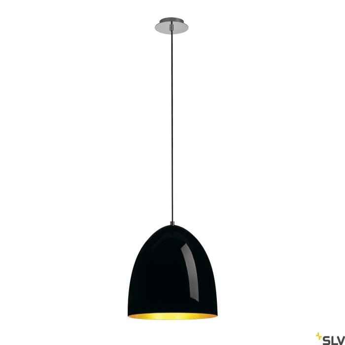 PARA CONE 30, Pendelleuchte, A60, rund, schwarz/gold, Ø 30 cm, max. 60W