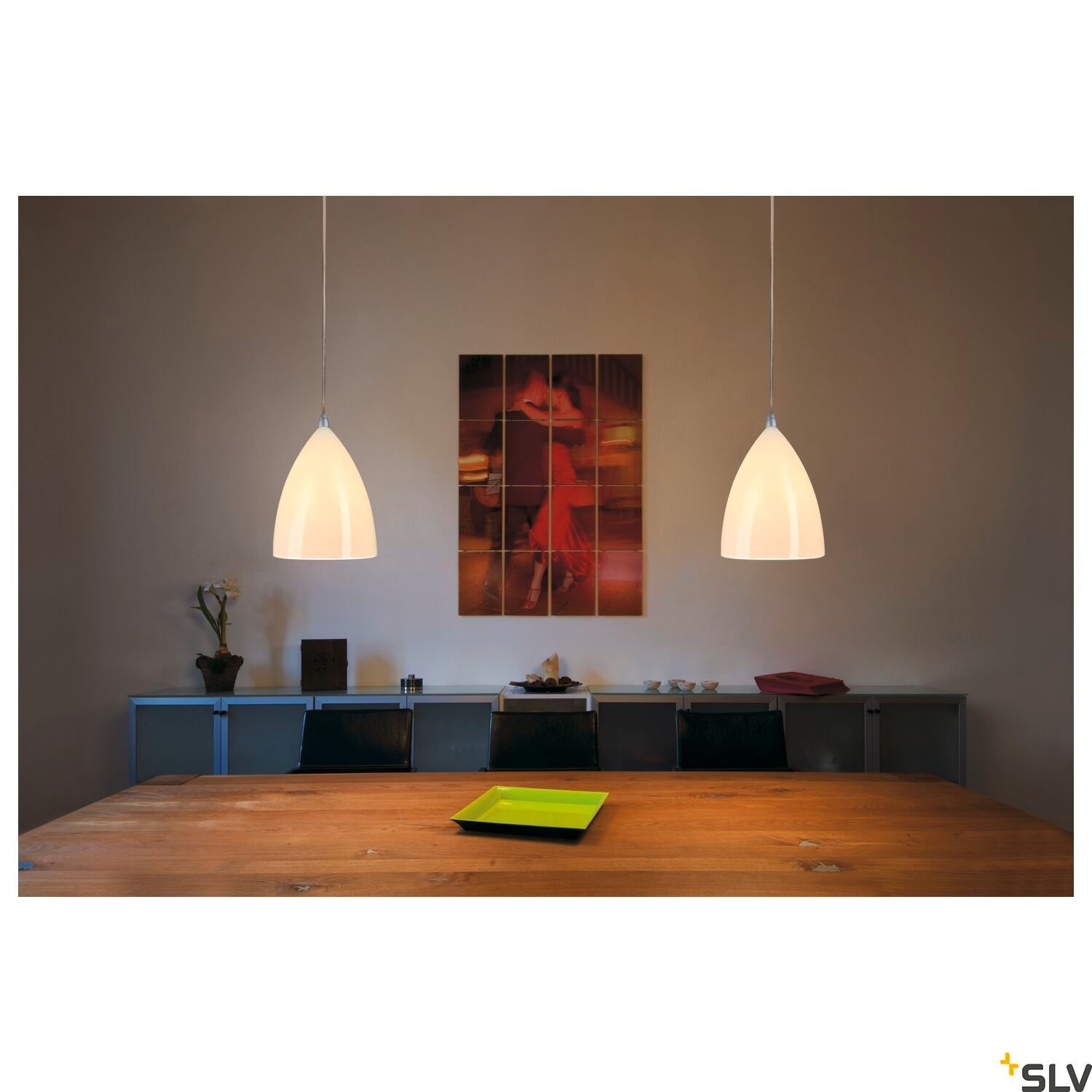 TONGA®, Pendelleuchte, A60, rund, weiß, Keramikschirm, silbergraue Deckenrosette, max. 60W 3