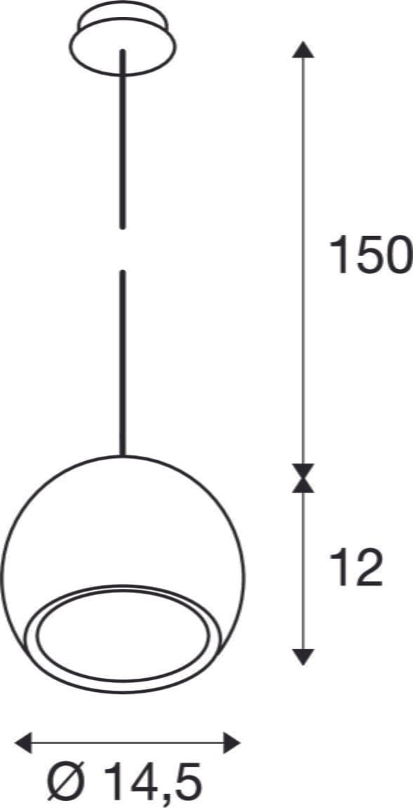 LIGHT EYE® 150, Pendelleuchte, QPAR111, kupfer gebürstet, schwarzes Textil-Kabel, kupfer gebürstete Deckenrosette, max. 75W 6