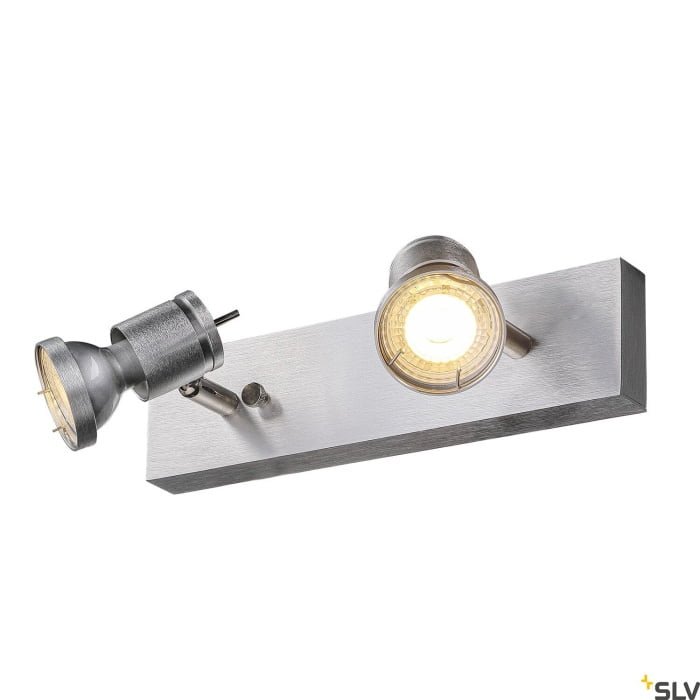 ASTO, Wand- und Deckenleuchte, zweiflammig, QPAR51, aluminium gebürstet, max. 150 W 2