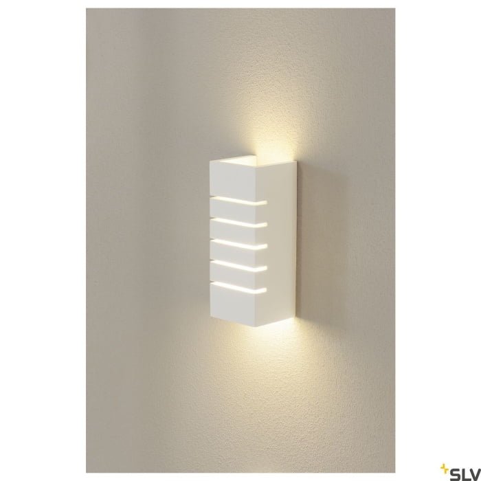 PLASTRA, Wandleuchte, eckig, 100 Slot, weißer Gips, E14, max. 40 W 6