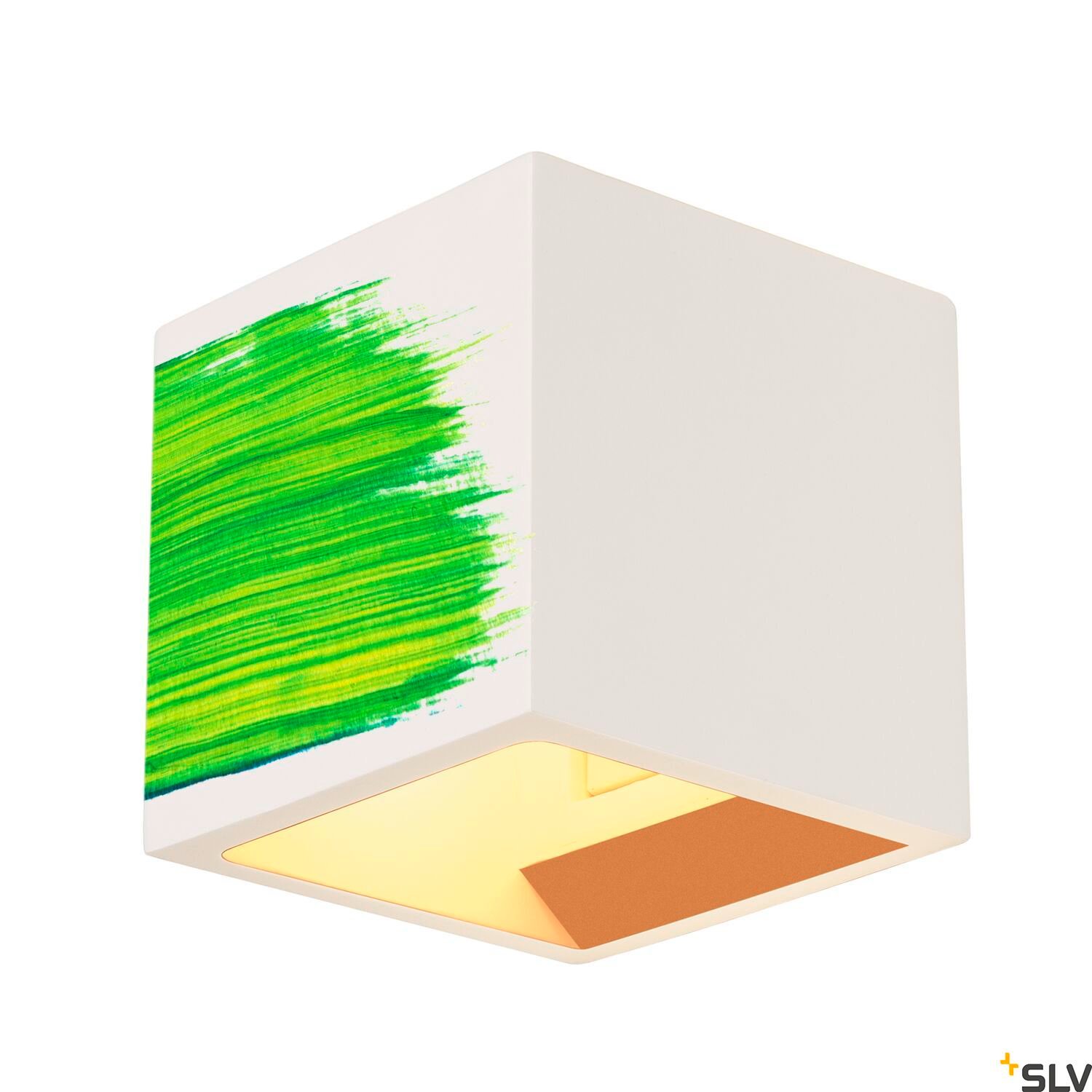 PLASTRA, Wandleuchte, QT14, eckig, Cube, weißer Gips, max. 42 W 2