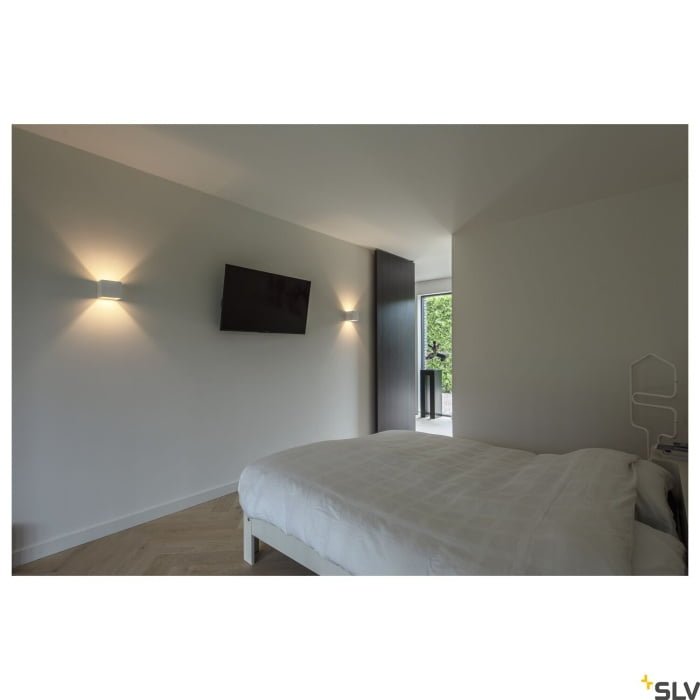 PLASTRA, Wandleuchte, QT14, eckig, Cube, weißer Gips, max. 42 W 6