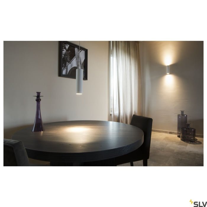 PLASTRA, Wandleuchte, QPAR51, rund, Tube, weißer Gips, max. 70W 5