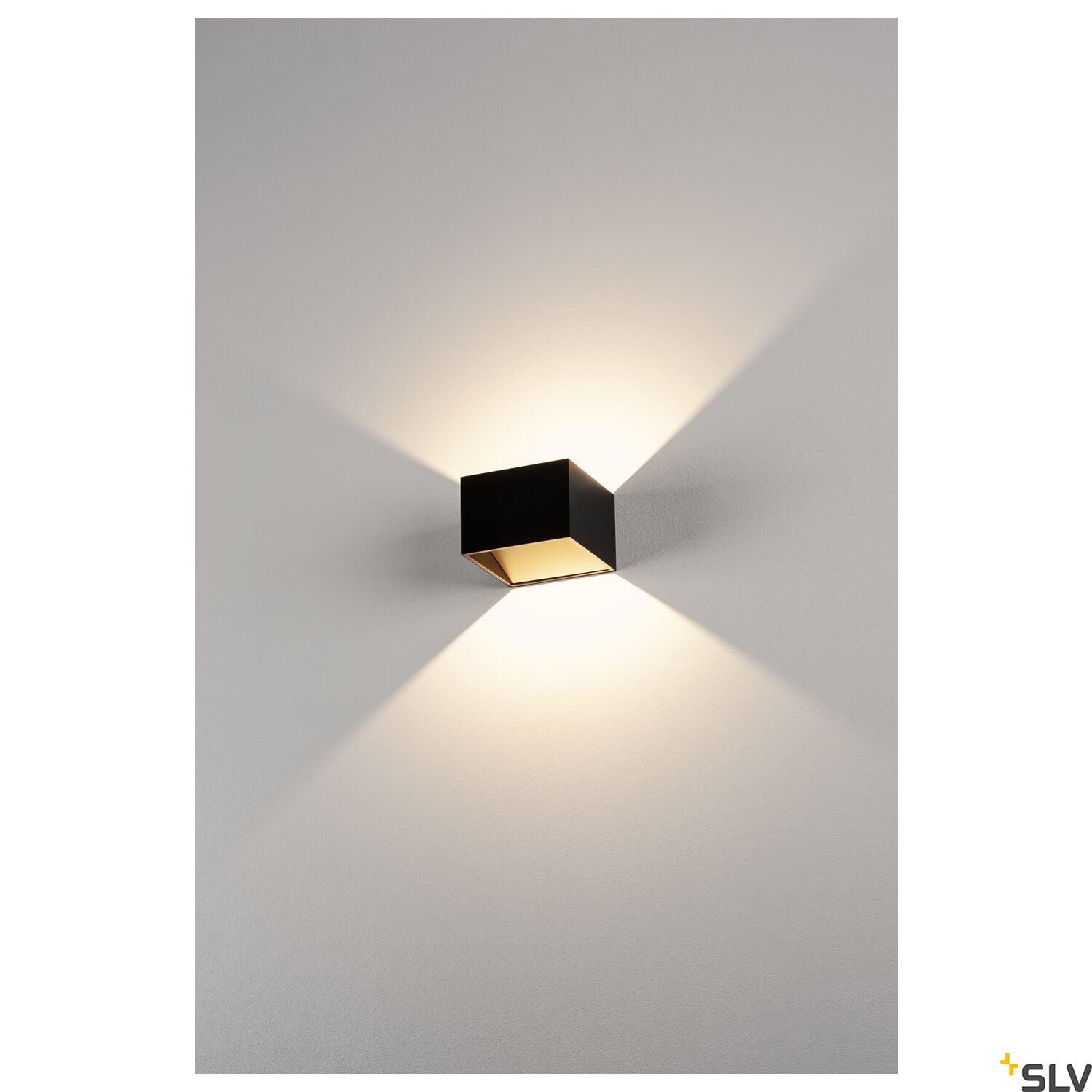 LOGS IN, Wandleuchte, LED, 3000K, eckig, schwarz/messing, inkl. LED-Treiber 3