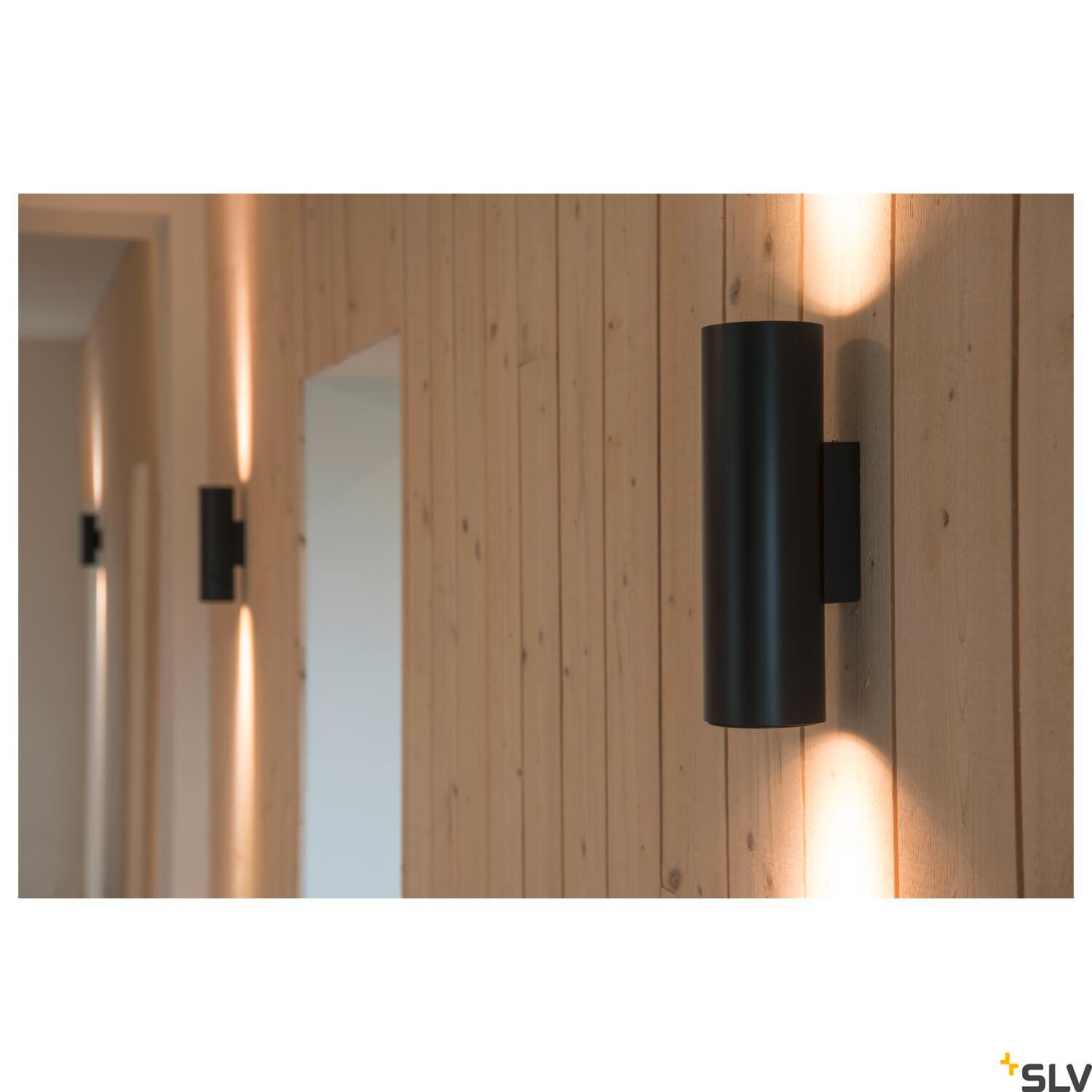 ENOLA B, Wandleuchte, QPAR51, rund, up/down, schwarz, max. 50W, inkl. Zierring schwarz 6