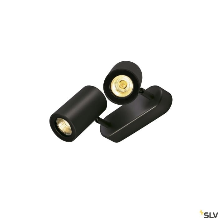 ENOLA B, Wand- und Deckenleuchte, Spot, zweiflammig, QPAR51, schwarz, max. 100W