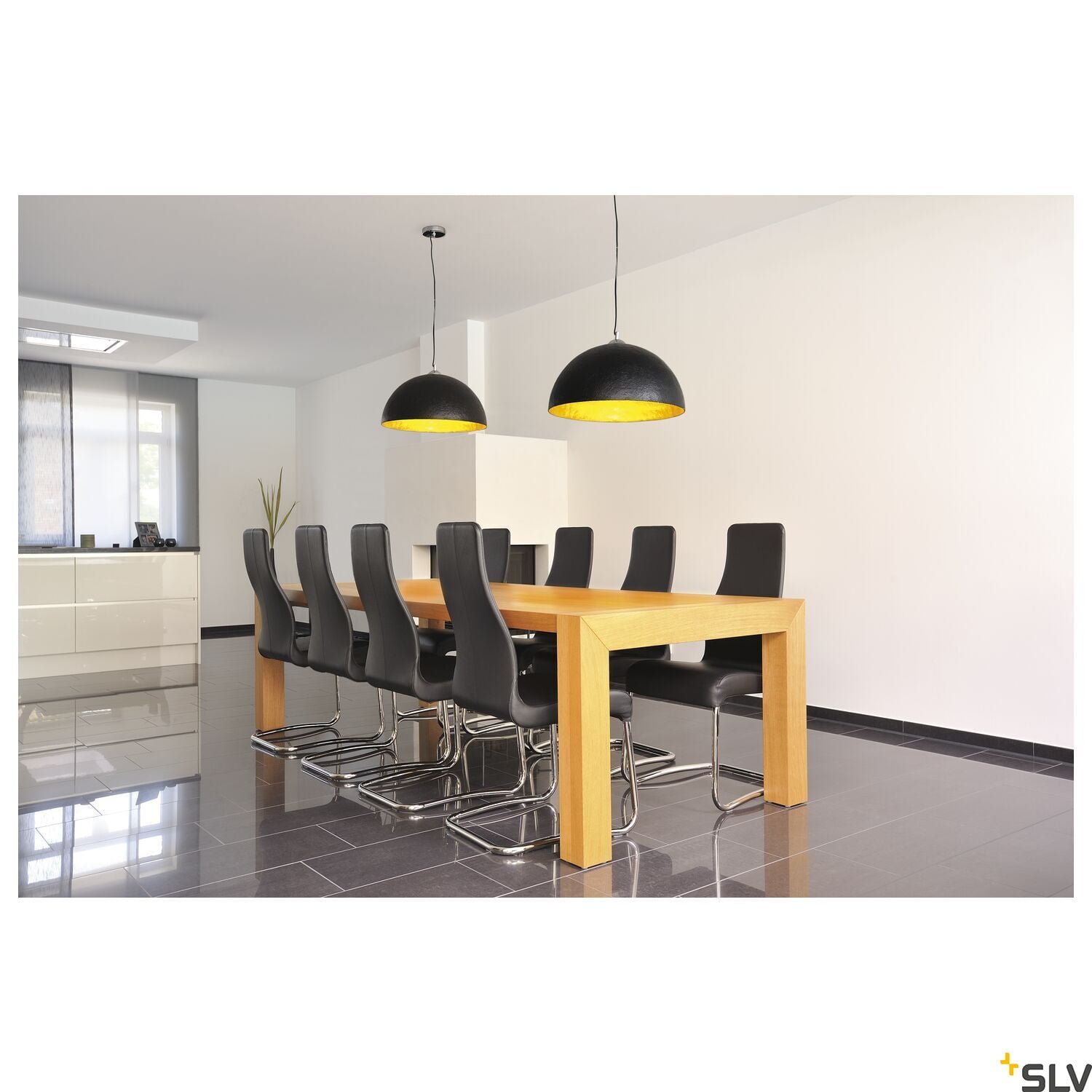 FORCHINI 50, Pendelleuchte, A60, rund, schwarz matt/gold, Ø 50 cm, max. 40W 5