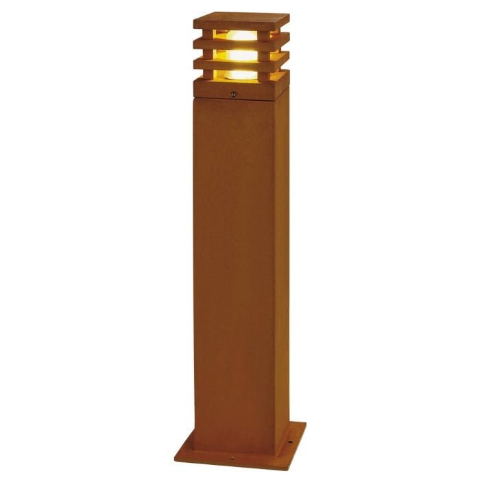 RUSTY SQUARE 70,  Standleuchte, TC-DSE, IP55, eckig, stahl gerostet, L/B/H 12/12/71 cm, max. 11W