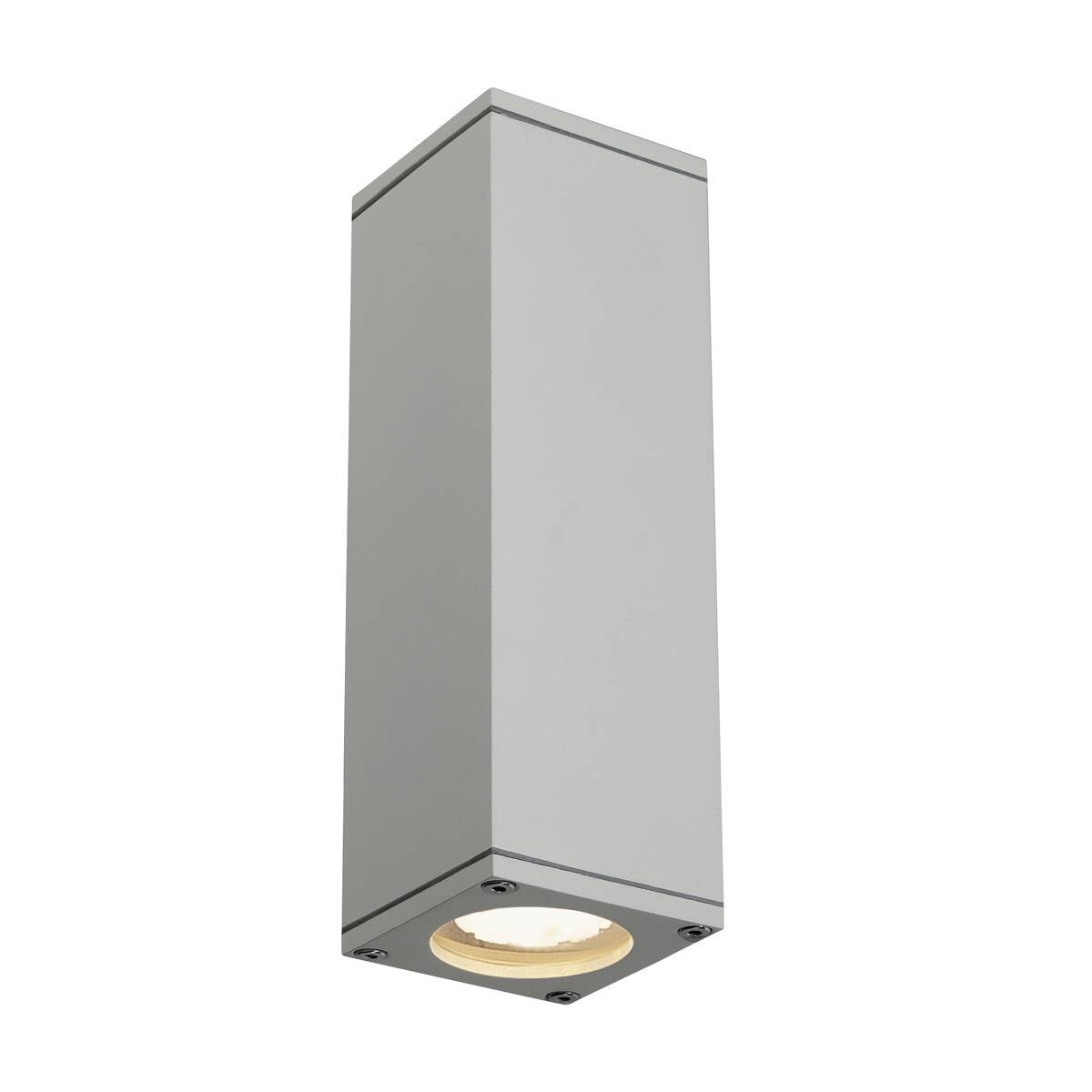 THEO,  Wandleuchte, QPAR51, IP44, eckig, up/down, silbergrau, max. 70W