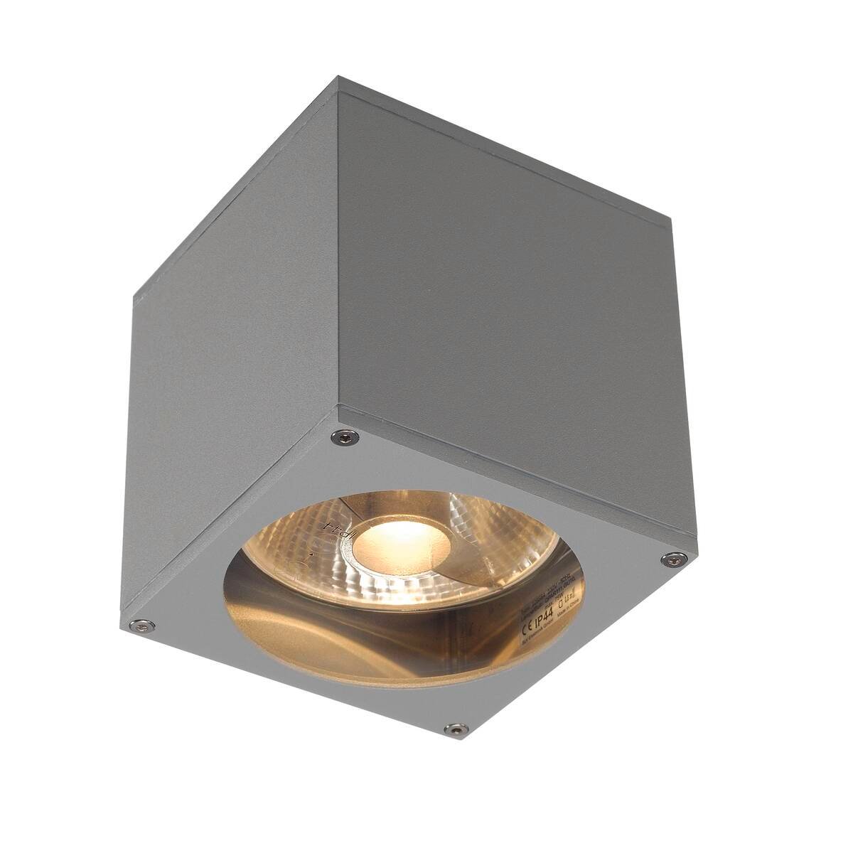 BIG THEO WALL,  Wandleuchte, QPAR111, IP44, eckig, silbergrau, max. 75W