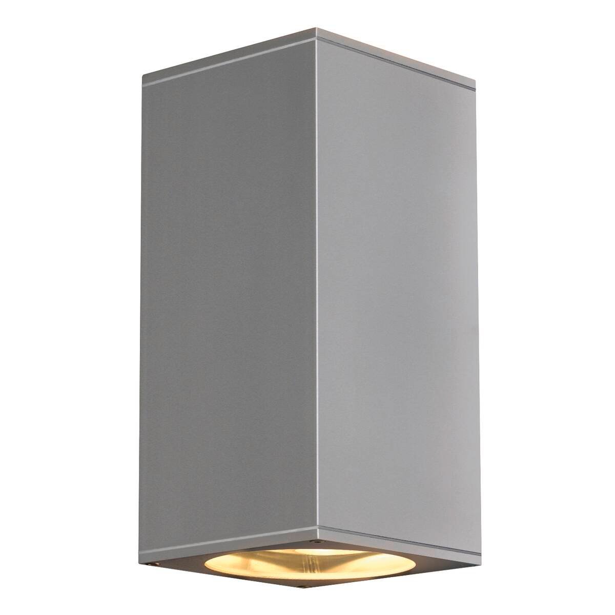 BIG THEO,  Wandleuchte, QPAR111, IP44, eckig, up/down, silbergrau, max. 150W
