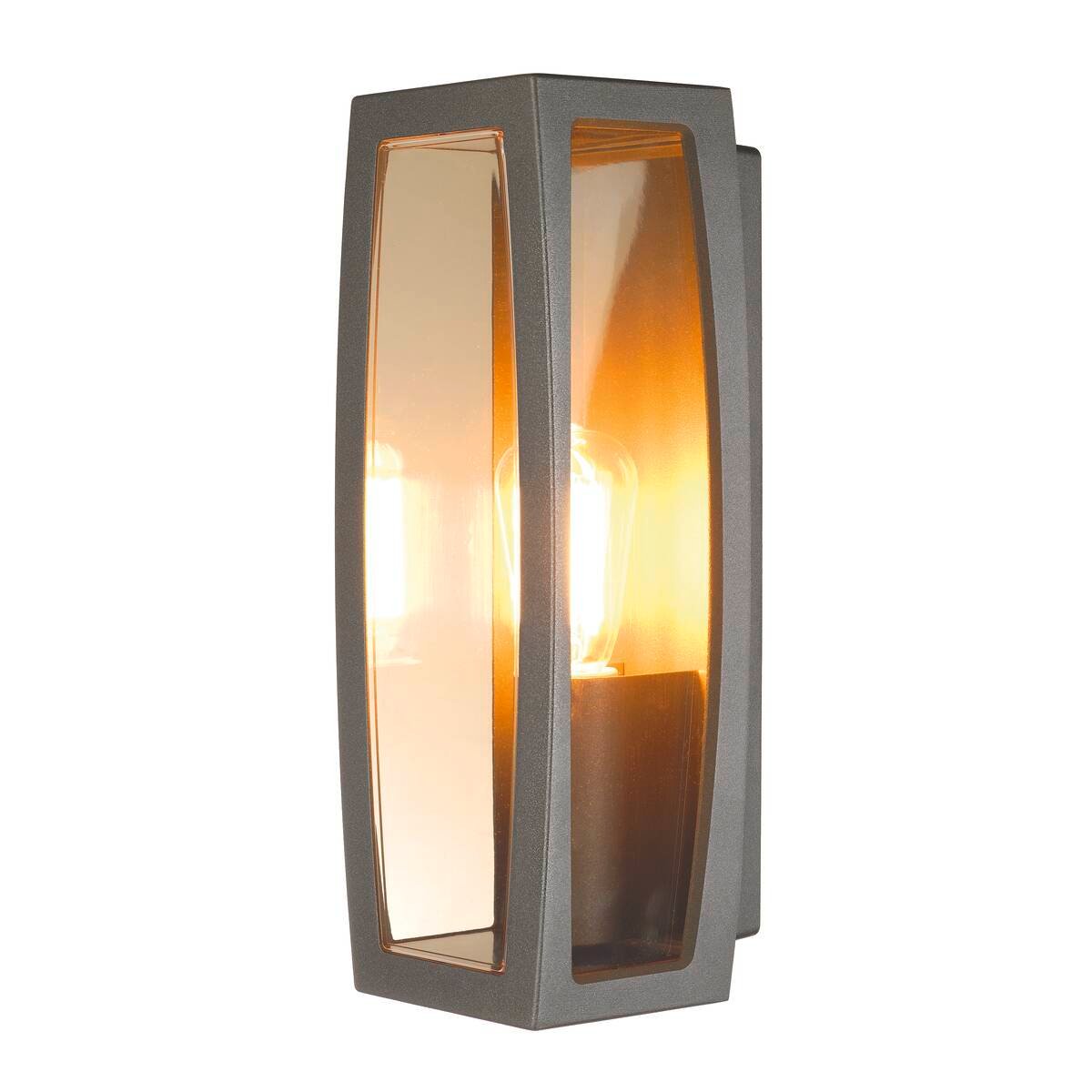 MERIDIAN BOX 2,  Wandleuchte,  anthrazit, max. 25W, klarer Kunststoff