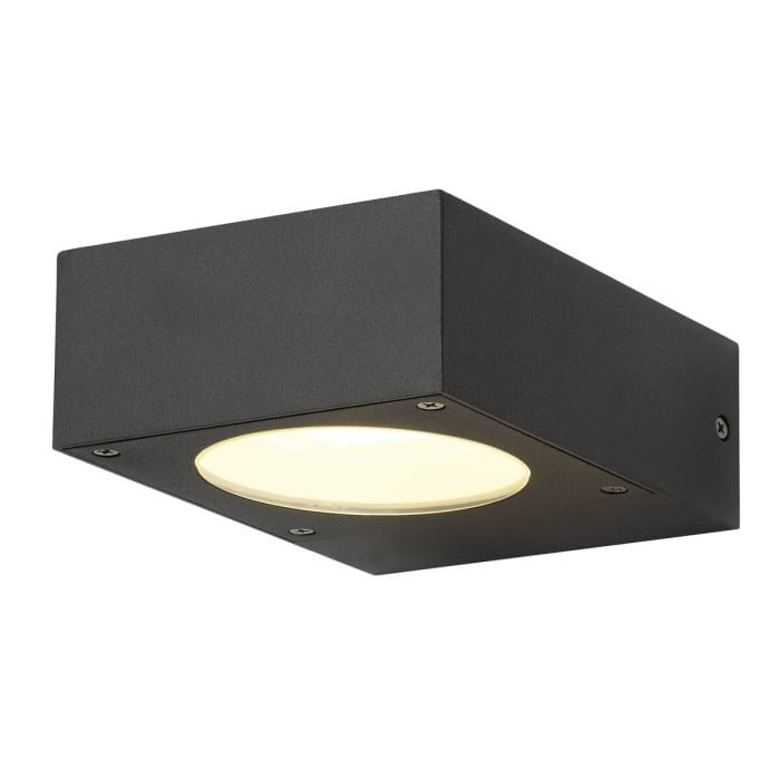QUADRASYL WL 15,  Wandleuchte, Energiesparleuchte GX53, IP44, eckig, L/B/H 15/12/5,5 cm, anthrazit, max. 11W