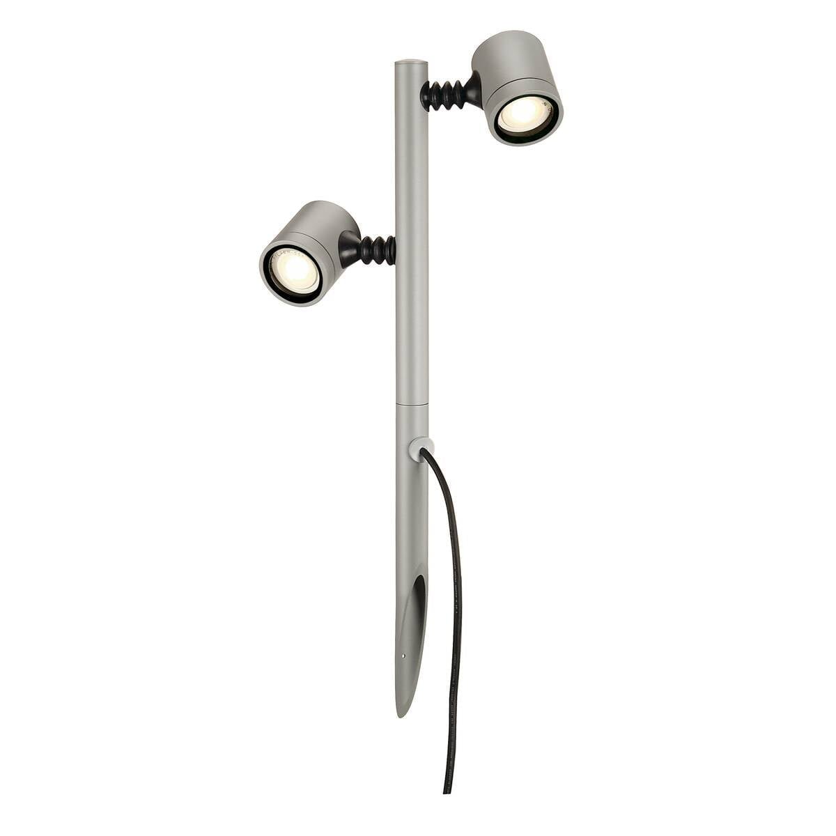 MYRA 2,  Spiessleuchte, zweiflammig, LED GU10 51 mm, IP44, silbergrau, 18W 3