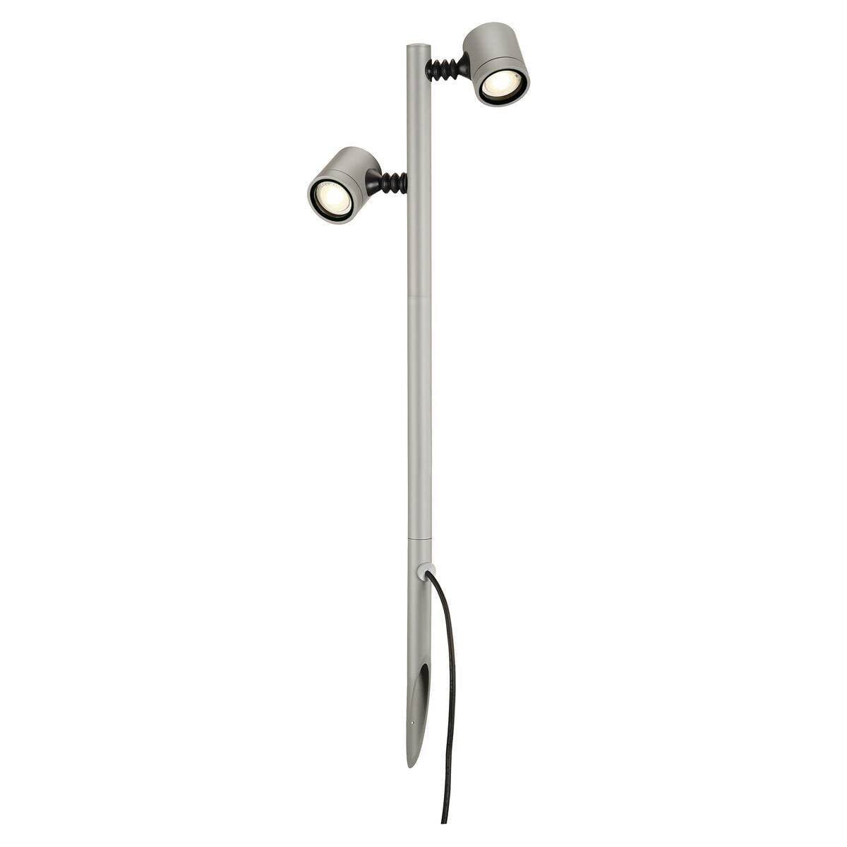 MYRA 2,  Spiessleuchte, zweiflammig, LED GU10 51 mm, IP44, silbergrau, 18W 4